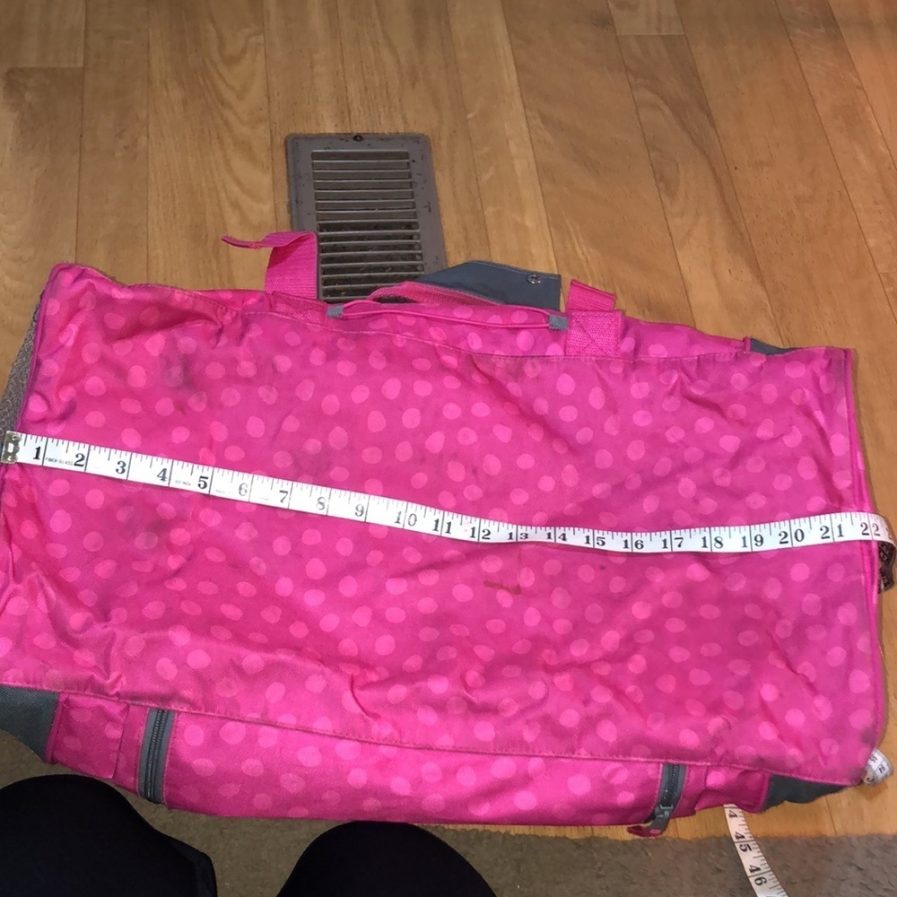 Thirty one duffel bag polka dot travel bag large thirty one bag pink and gray - Picture 7 of 15